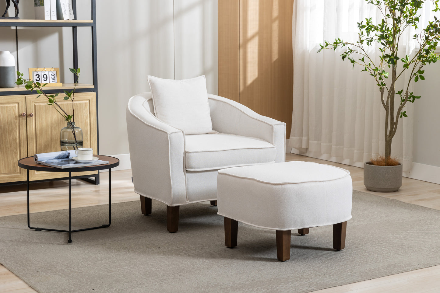 The Isaac: Mid-Century Modern Accent Chair w/ Ottoman