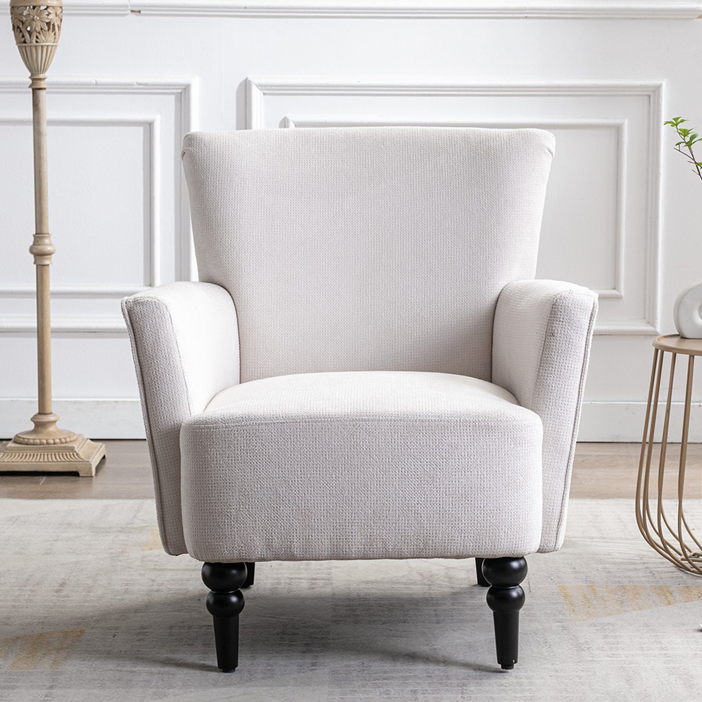 The Oliver: Modern Accent Linen Armchair (White)