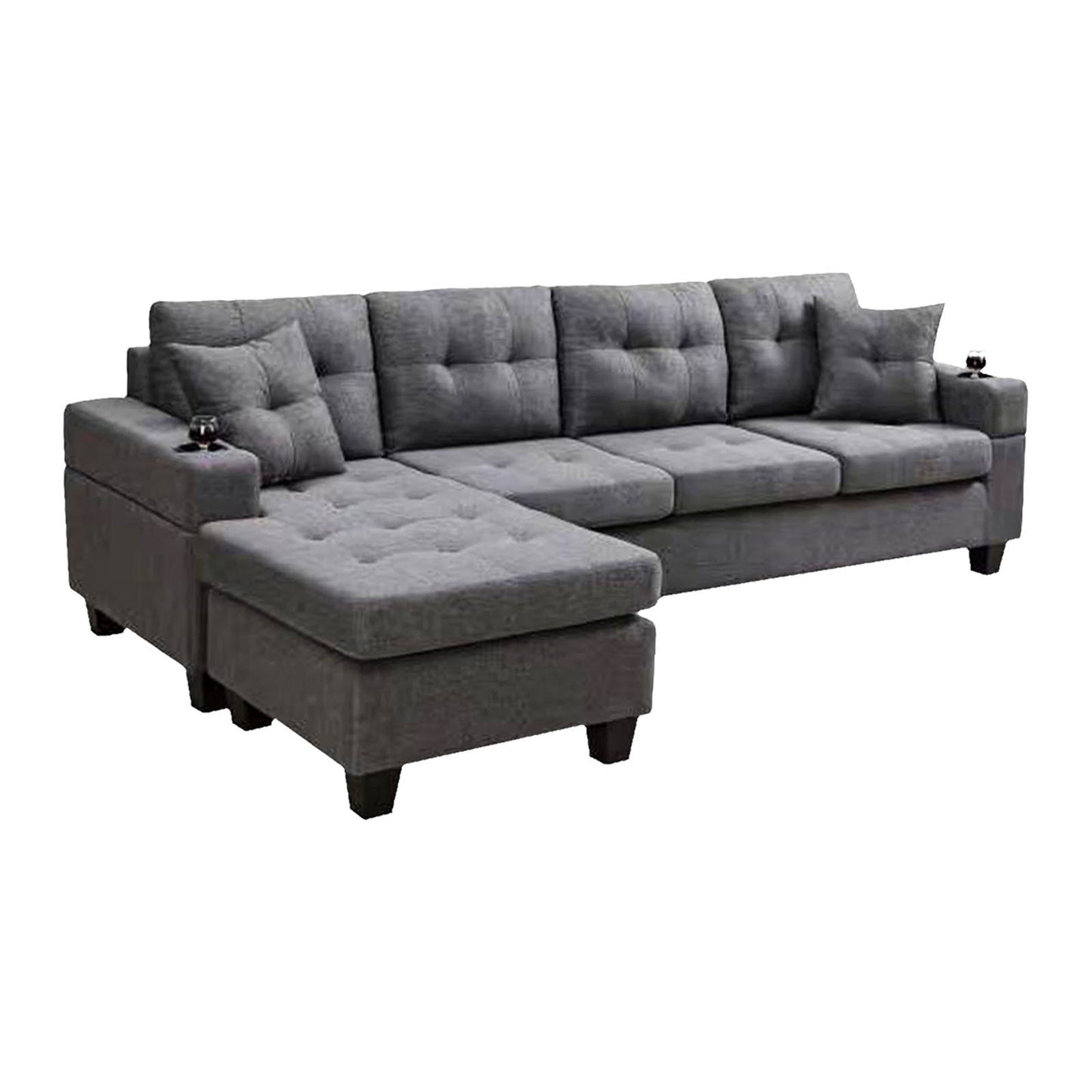 The Penelope: Modern Sectional Sofa w/ Footrest Chaise and Storage (Gray)